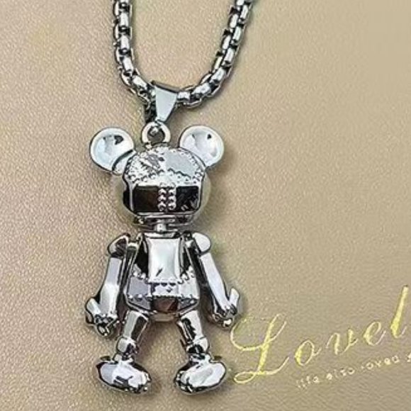 NEW! Robot Metal Bear W/ Moveable Limbs Necklace - AWESOME Unisex GIFT - Picture 6 of 7
